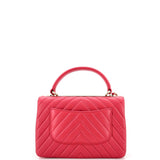Trendy CC Top Handle Bag Chevron Lambskin Small