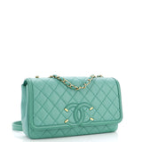 Filigree Flap Bag Quilted Caviar Medium