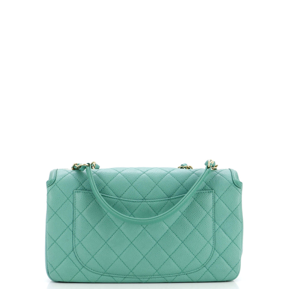 Filigree Flap Bag Quilted Caviar Medium