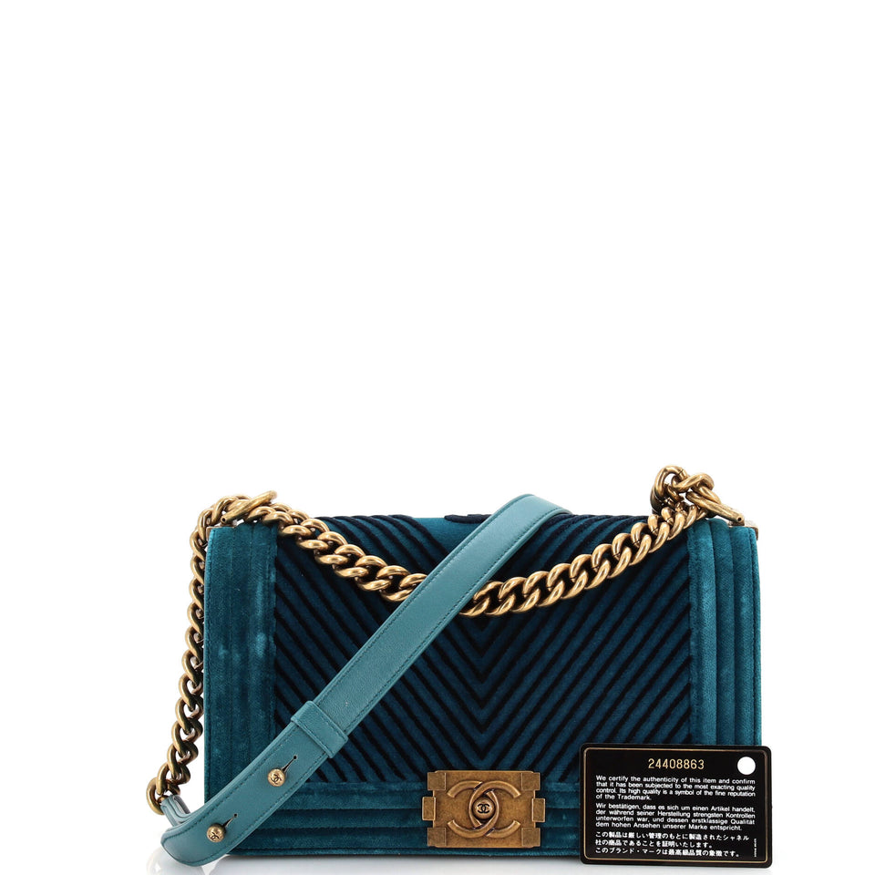Boy Flap Bag Chevron Velvet Old Medium