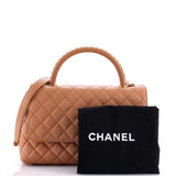 Coco Top Handle Bag Quilted Caviar with Chain Detail Handle Small