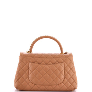 Coco Top Handle Bag Quilted Caviar with Chain Detail Handle Small