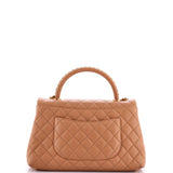 Coco Top Handle Bag Quilted Caviar with Chain Detail Handle Small
