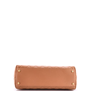 Coco Top Handle Bag Quilted Caviar with Chain Detail Handle Small