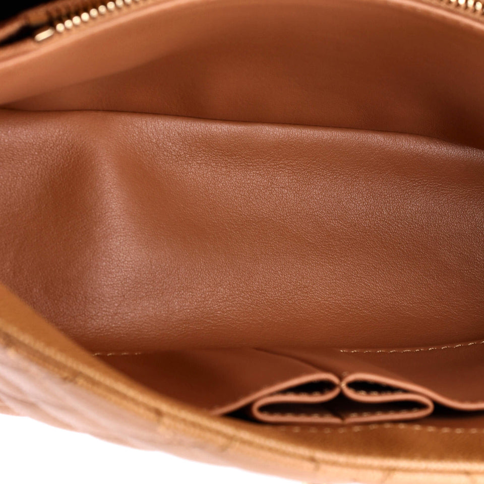Coco Top Handle Bag Quilted Caviar with Chain Detail Handle Small