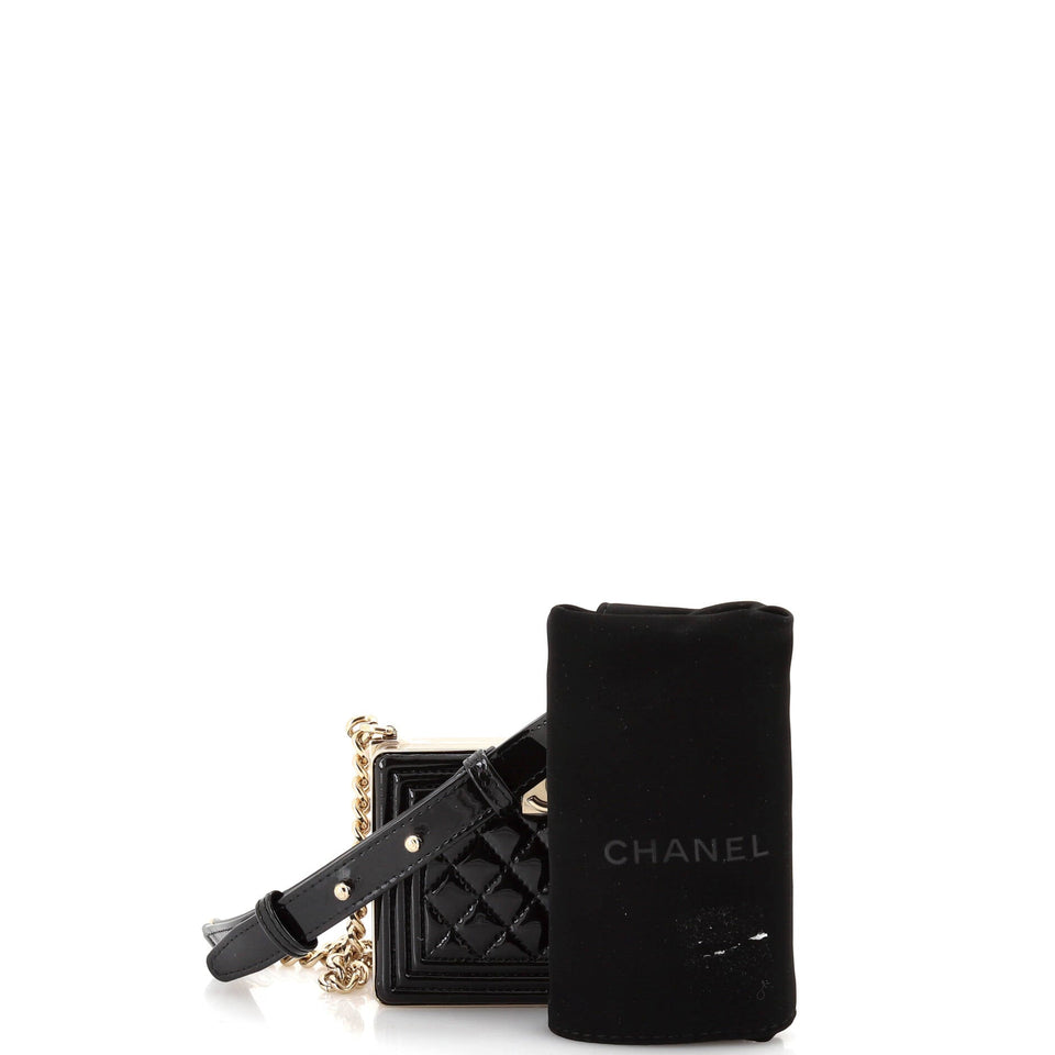 Boy Chain Box Minaudiere Quilted Patent