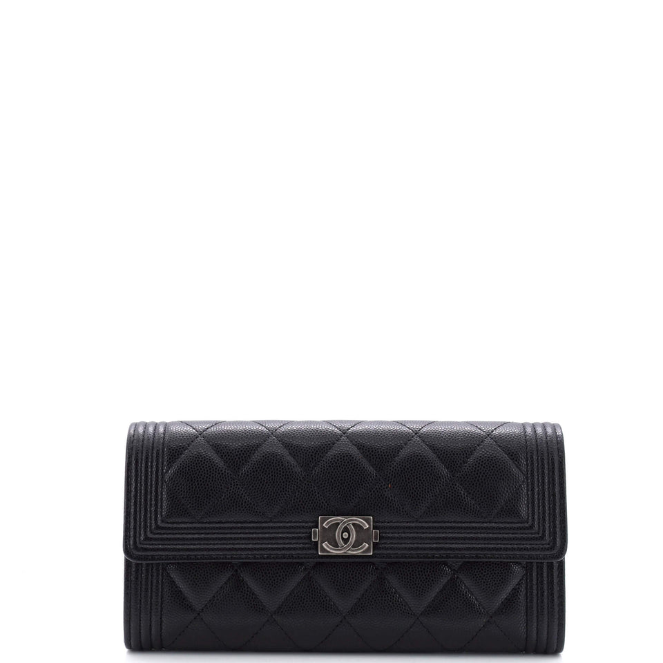 Boy Flap Wallet Quilted Caviar Long