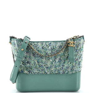 CHANEL Gabrielle Hobo Chevron PVC Over Tweed Medium