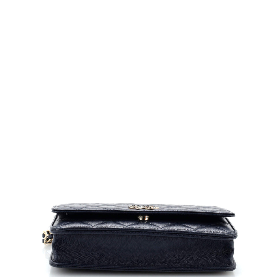 Twisted Crystals CC Wallet on Chain Quilted Caviar