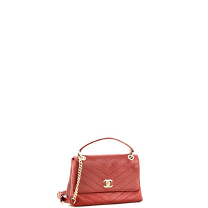 Chevron Chic Top Handle Bag Chevron Calfskin Small