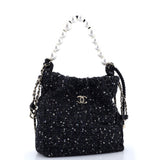 Pearl Drawstring Bag Sequin Embellished Tweed