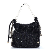 Pearl Drawstring Bag Sequin Embellished Tweed