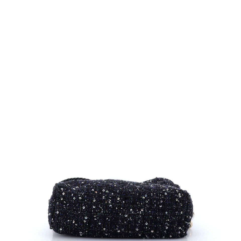 Pearl Drawstring Bag Sequin Embellished Tweed