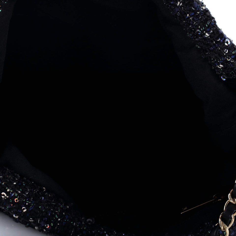 Pearl Drawstring Bag Sequin Embellished Tweed
