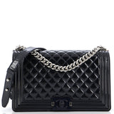 Boy Flap Bag Quilted Plexiglass Patent New Medium