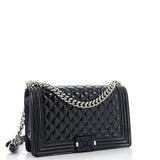 Boy Flap Bag Quilted Plexiglass Patent New Medium