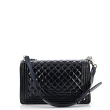 Boy Flap Bag Quilted Plexiglass Patent New Medium