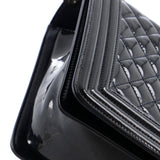 Boy Flap Bag Quilted Plexiglass Patent New Medium