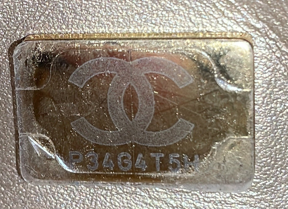 Crystal Logo Letters Chain Handle Flap Bag Quilted Lambskin Small