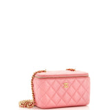 Pearl Crush Vanity Case with Chain Quilted Lambskin Small