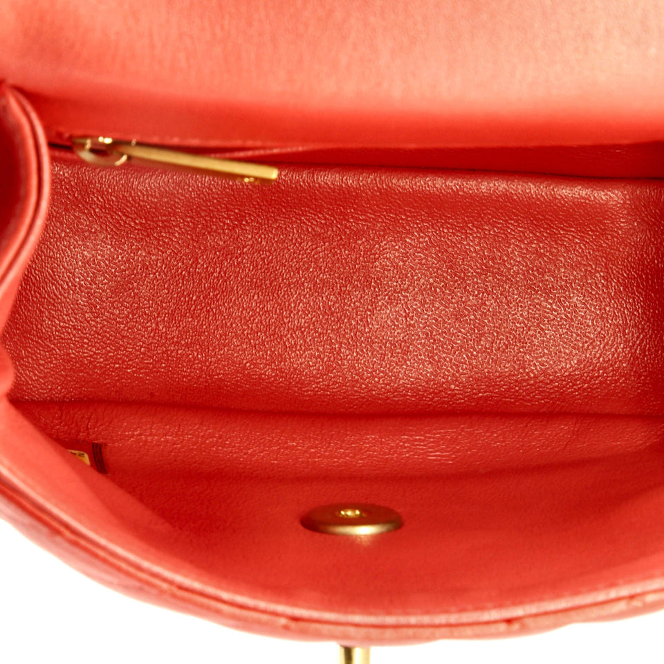 Reversed Round Flap Bag Chevron Lambskin Mini