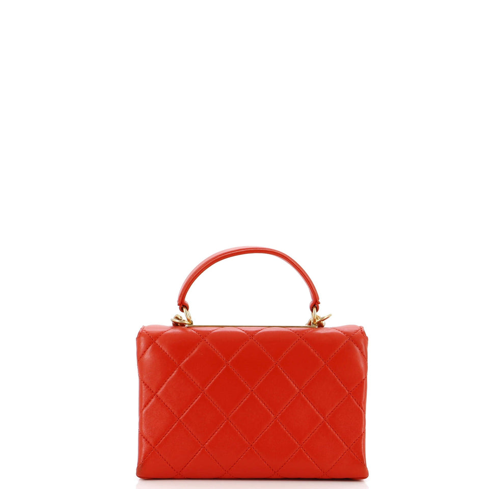 Trendy Spirit Top Handle Bag Quilted Lambskin Small