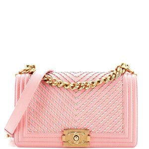 By The Sea Boy Flap Bag Chevron Embroidered Calfskin Old Medium