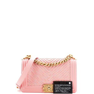 By The Sea Boy Flap Bag Chevron Embroidered Calfskin Old Medium