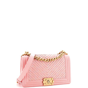 By The Sea Boy Flap Bag Chevron Embroidered Calfskin Old Medium
