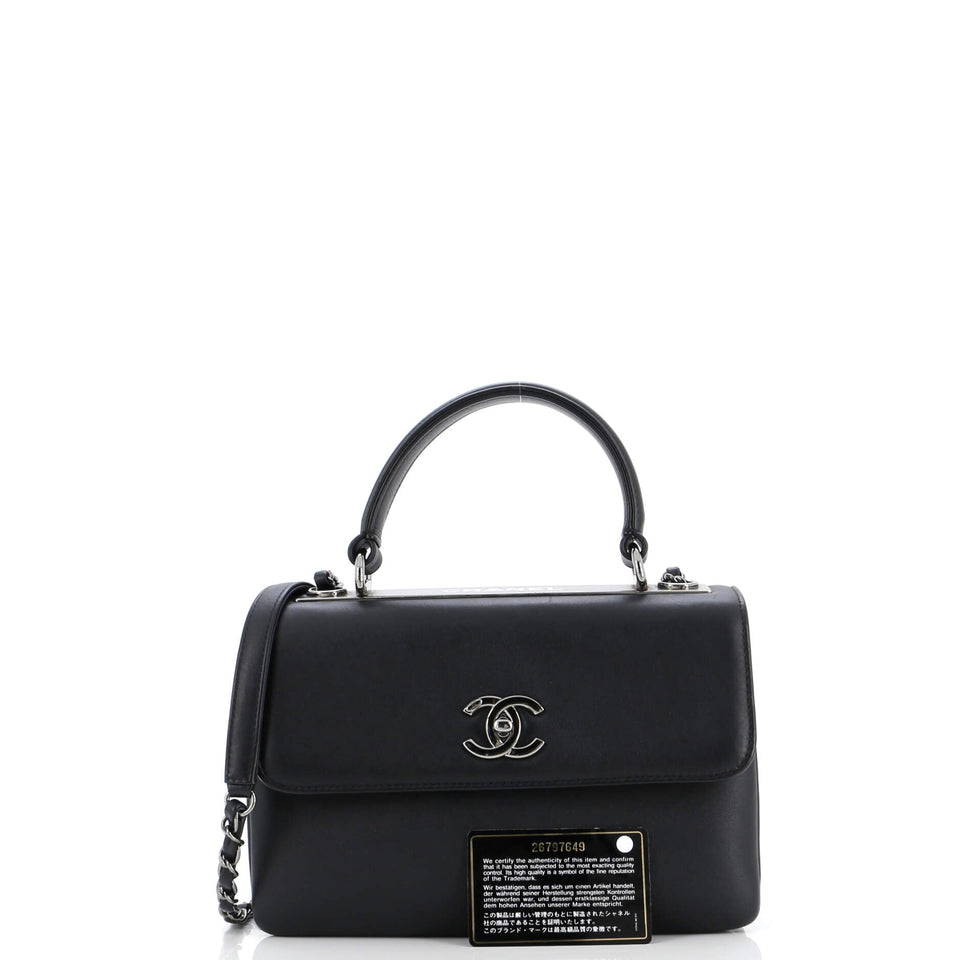 Trendy CC Top Handle Bag Calfskin Small