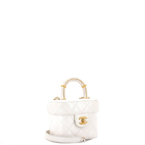CC Top Handle Flap Vanity Case Quilted Lambskin Small