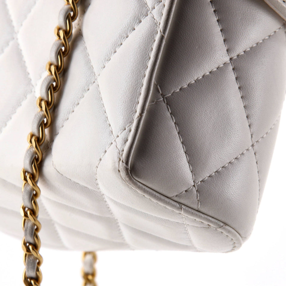 CC Top Handle Flap Vanity Case Quilted Lambskin Small