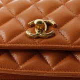 Mixed Chain Link CC Wallet on Chain Quilted Caviar Mini