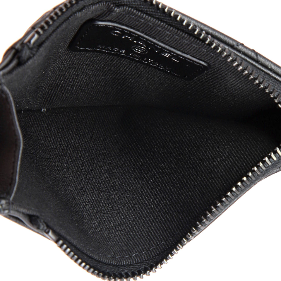 So Black CC Zip Card Holder Quilted Lambskin
