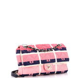 CC Flap Bag Quilted Classic Flap Motif Printed Nylon Medium