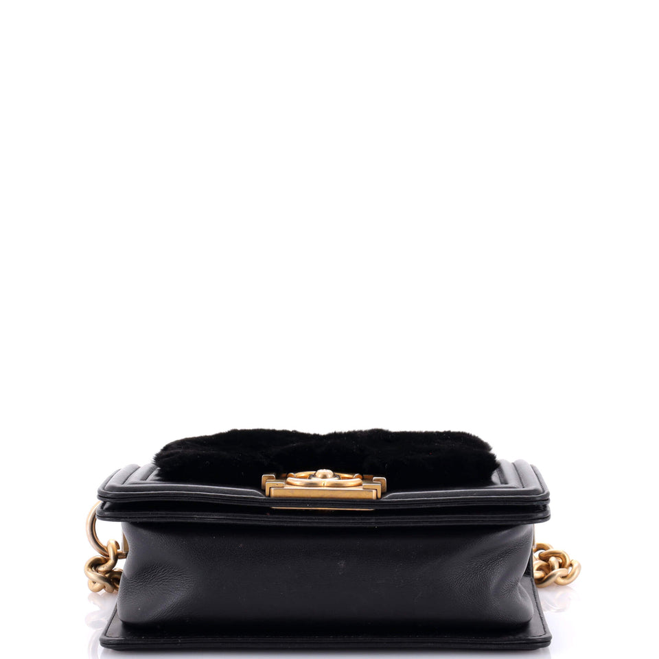 Top Handle Boy Flap Bag Fur Small
