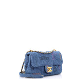 Denim Mood Flap Bag Logo Printed Quilted Denim Small