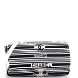 Venise Biarritz Flap Bag Striped Canvas Medium
