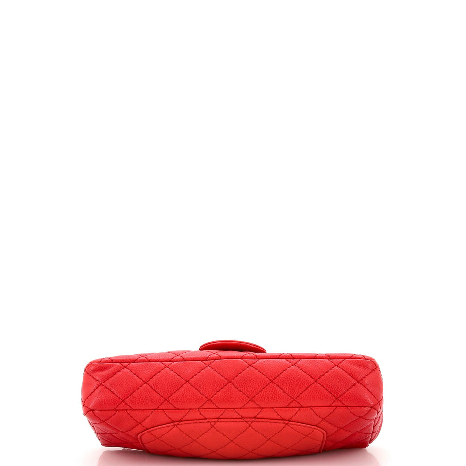 Classic Single Flap Bag Quilted Caviar East West