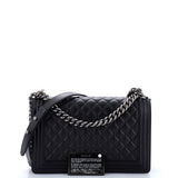 Boy Flap Bag Quilted Caviar New Medium