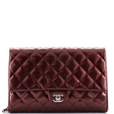 Clutch with Chain Quilted Striated Metallic Patent