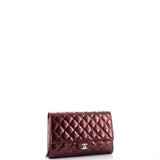 Clutch with Chain Quilted Striated Metallic Patent