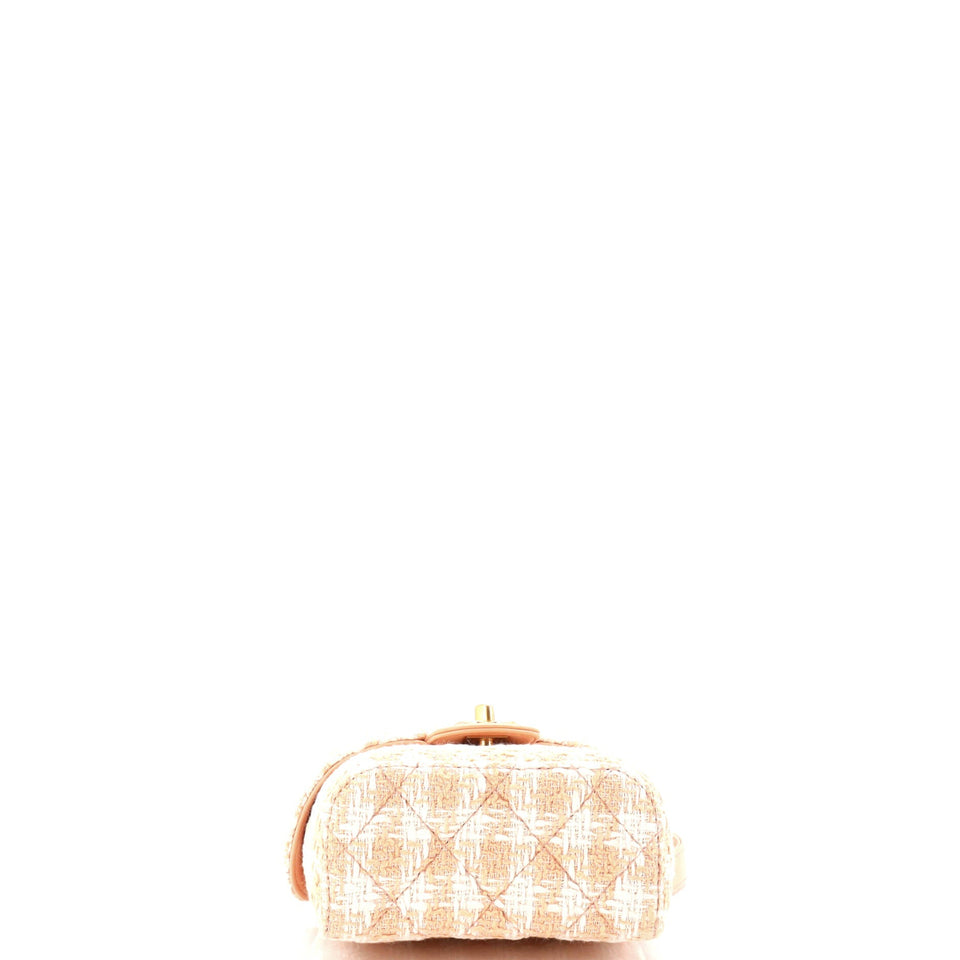 Crush Top Handle Flap Bag Quilted Tweed Mini