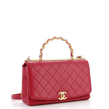 La Parisienne Chain Top Handle Flap Bag Quilted Lambskin Medium