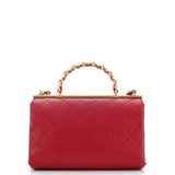 La Parisienne Chain Top Handle Flap Bag Quilted Lambskin Medium
