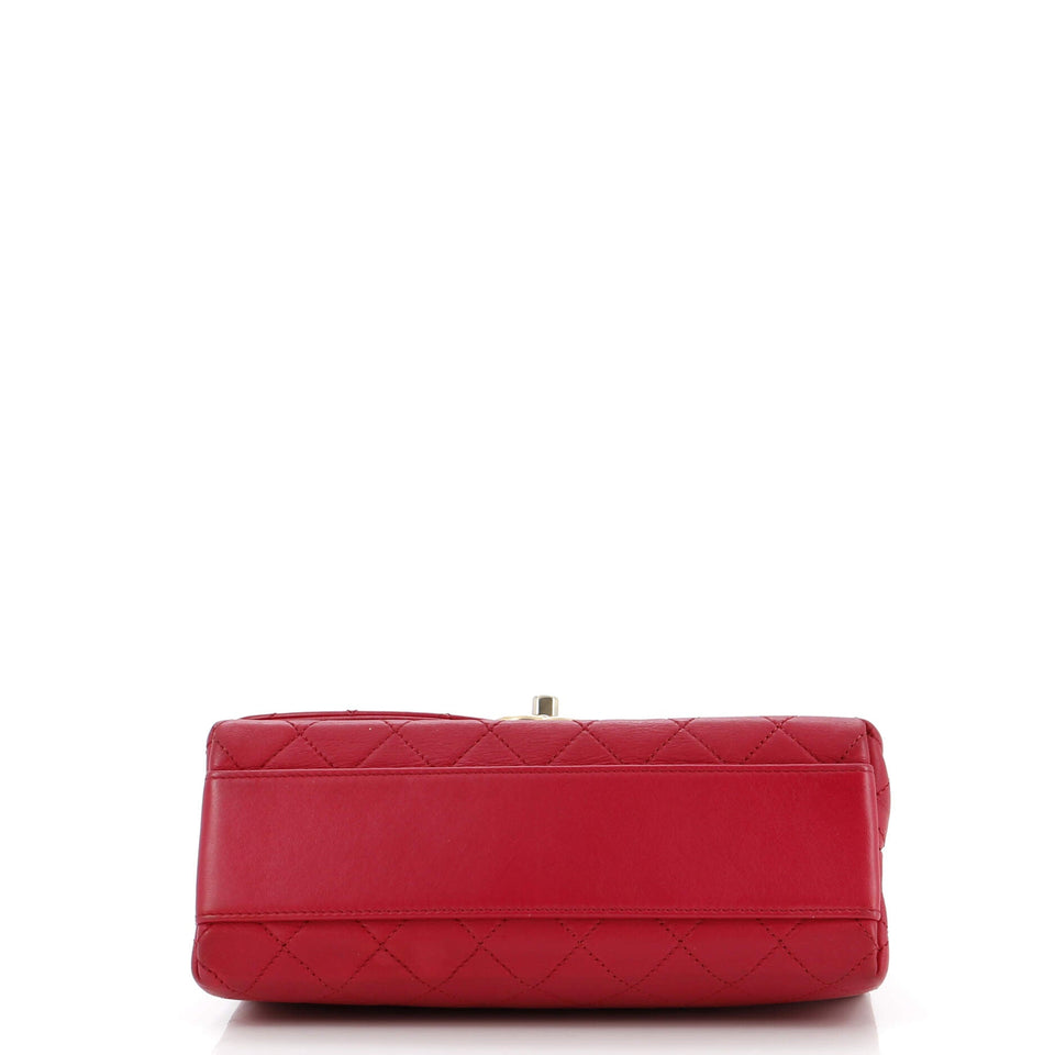 La Parisienne Chain Top Handle Flap Bag Quilted Lambskin Medium