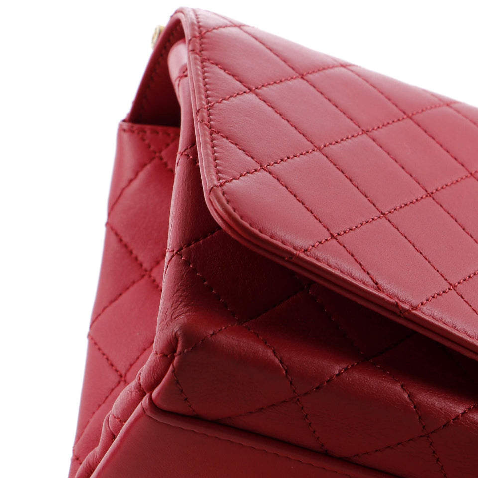 La Parisienne Chain Top Handle Flap Bag Quilted Lambskin Medium