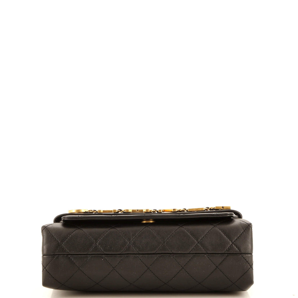Logo Enchained Flap Bag Quilted Calfskin Medium