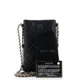 Chain Around Flat Phone Holder Crossbody Quilted Lambskin