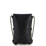 Chain Around Flat Phone Holder Crossbody Quilted Lambskin
